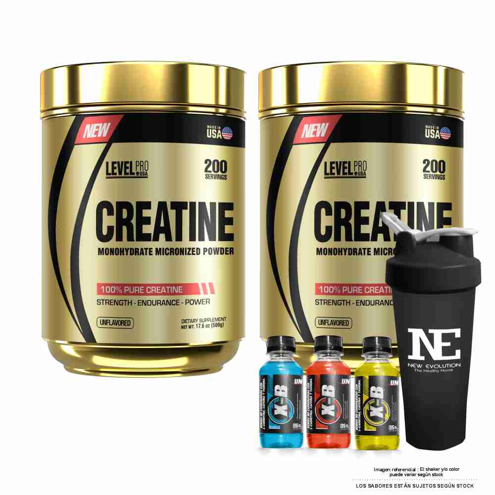 COMBO LEVEL PRO - 2 CREATINE 250 GR. + SHAKER - 1