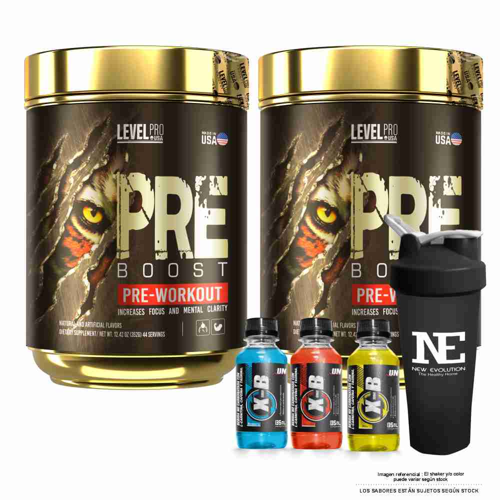 COMBO LEVEL PRO - 2 PRE BOOST 352 GR. FRUIT PUNCH + SHAKER - 1