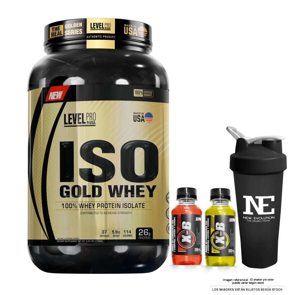 LEVEL PRO ISO GOLD WHEY 2.43 LIBRAS VANILLA CREME + SHAKER - 1