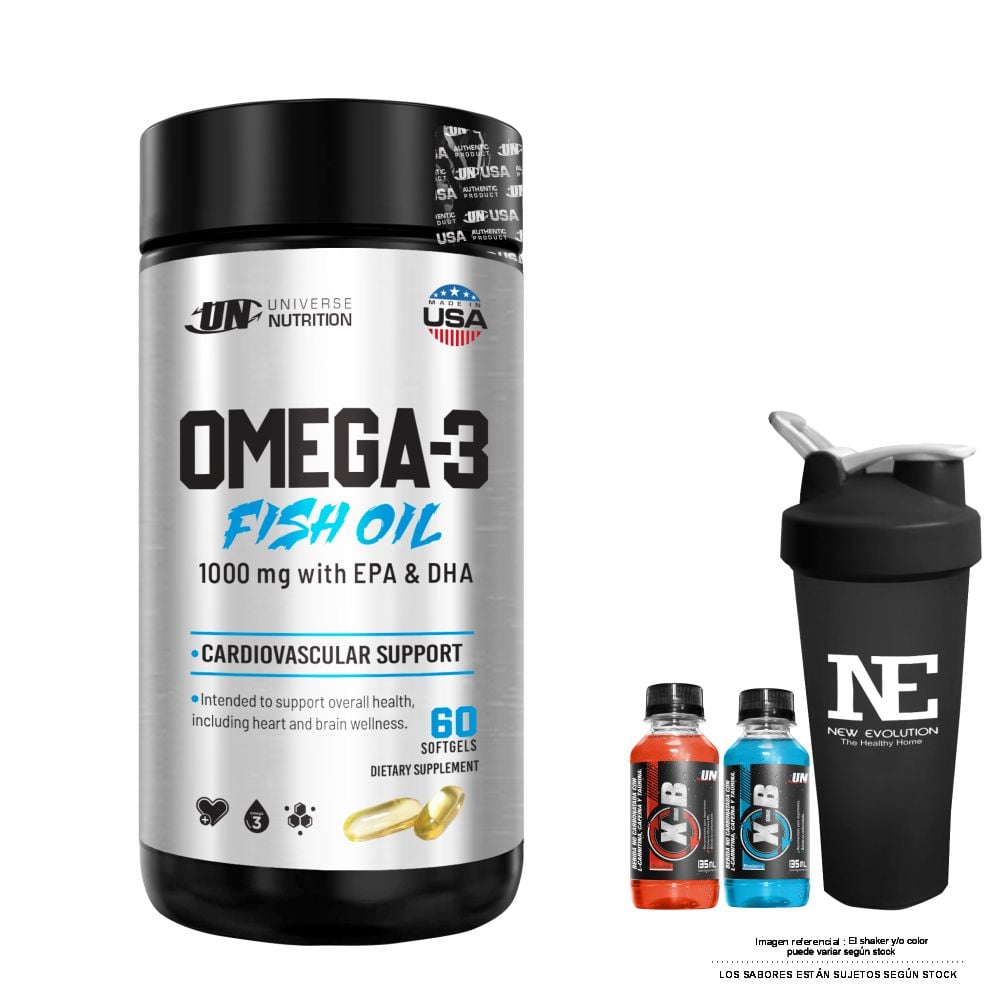 UNIVERSE NUTRITION - OMEGA-3 FISH OIL + SHAKER - 1
