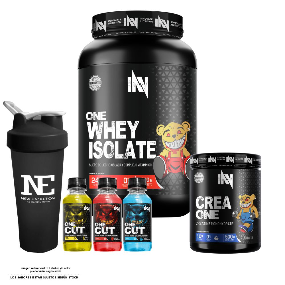 COMBO INNOVATE NUTRITION - ONE WHEY ISOLATE 1.100 KG. CHOCOLATE + CREA ONE 500 GR. + SHAKER - 1