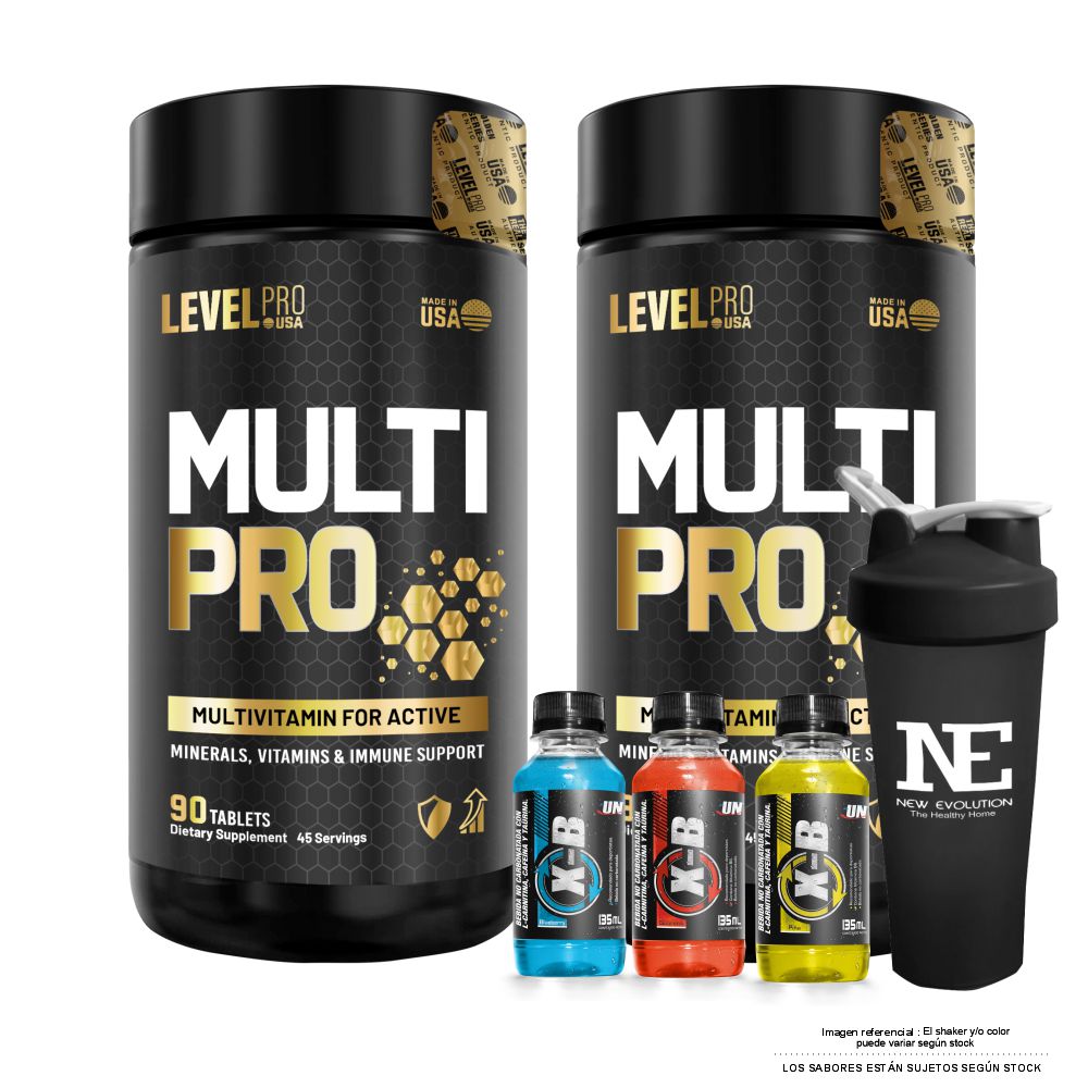 COMBO LEVEL PRO - 2 MULTI PRO 90 CAPS. + SHAKER - 1