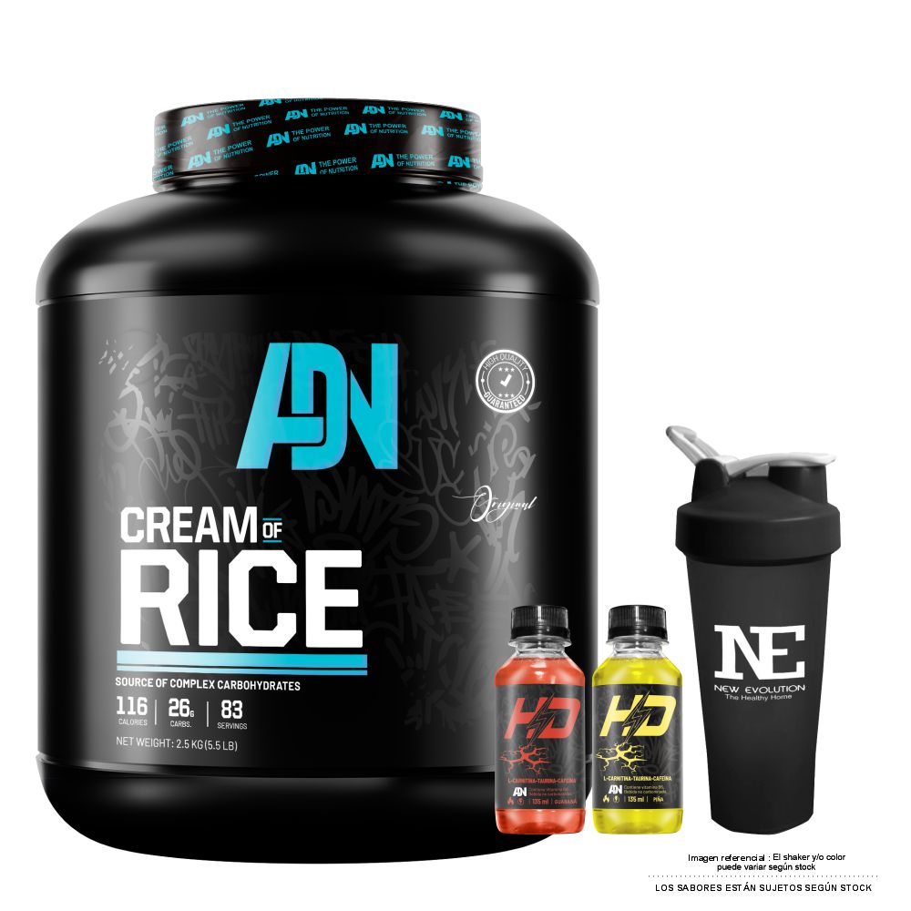 ADN NUTRITION CREAM OF RICE 2.5 KG. CHOCOLATE + SHAKER - 1