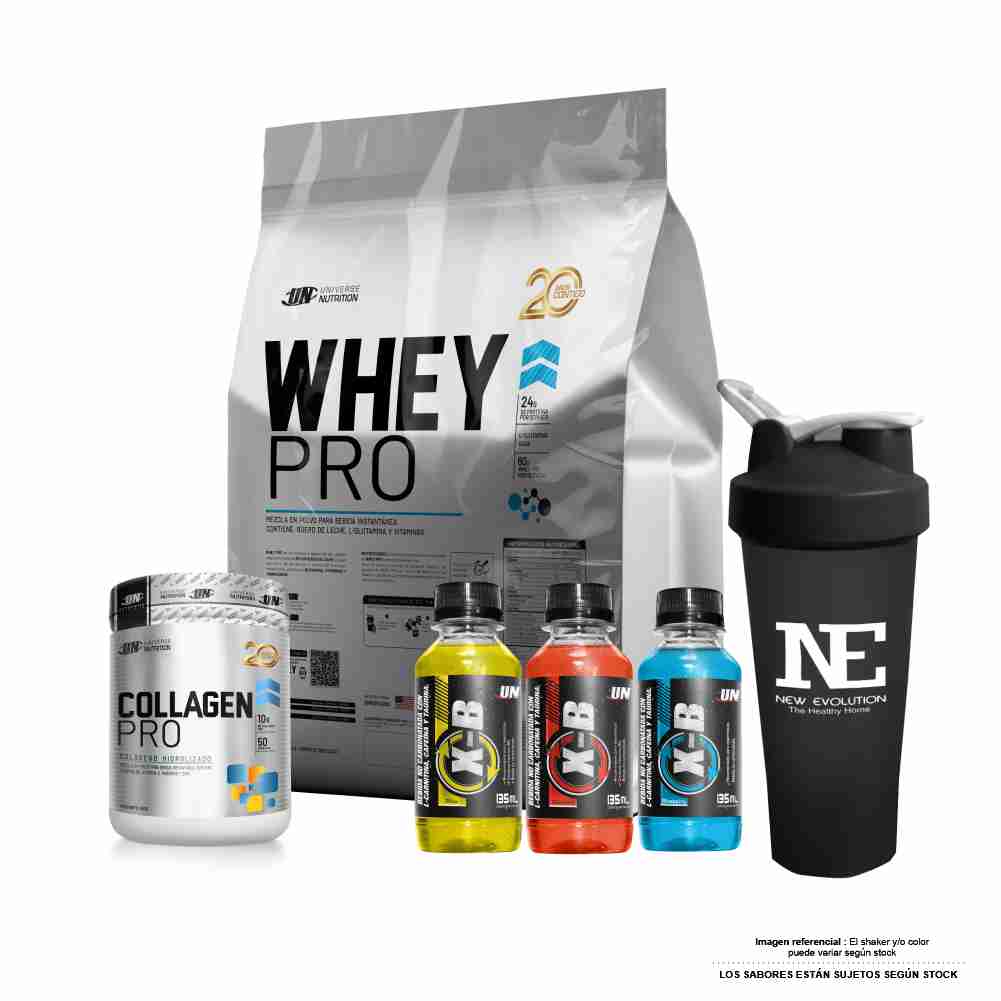 COMBO UNIVERSE NUTRITION - WHEY PRO 5 KG. VAINILLA + COLLAGEN PRO 500 GR. MORA + SHAKER - 1