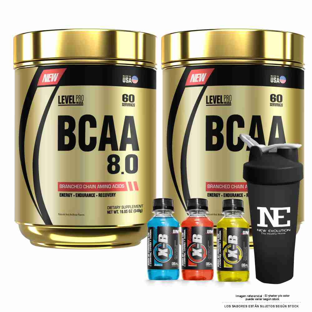 COMBO LEVEL PRO - 2 BCAA 8.0 540GR. FRUIT PUNCH + SHAKER - 1