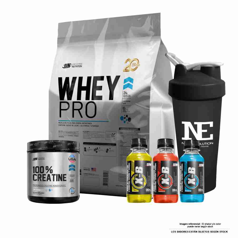 COMBO UNIVERSE NUTRITION - WHEY PRO 5 KG. COOKIE + 100% CREATINE 500 GR. + SHAKER - 1