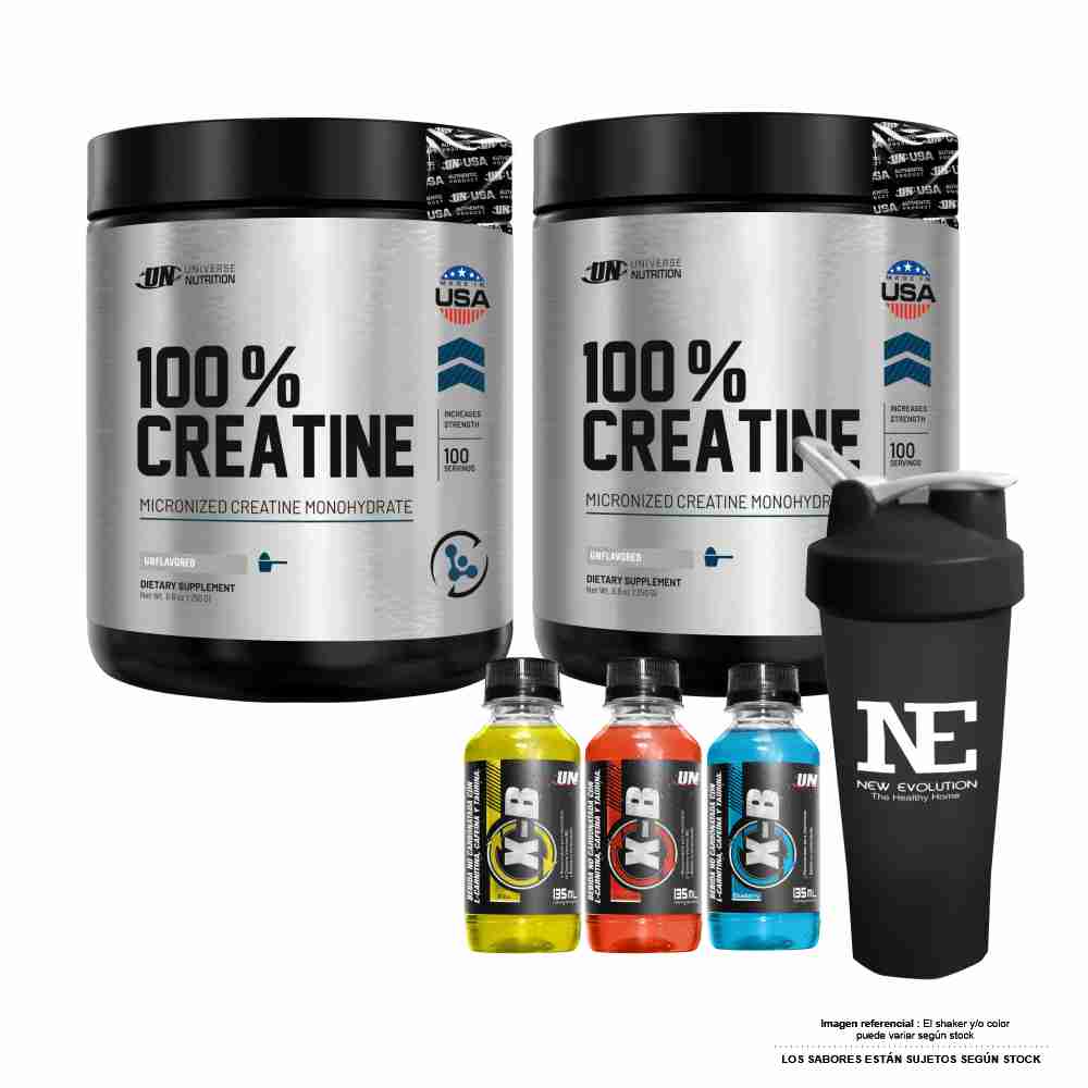 COMBO UNIVERSE NUTRITION - 2 100% CREATINE 500 GR. + SHAKER - 1