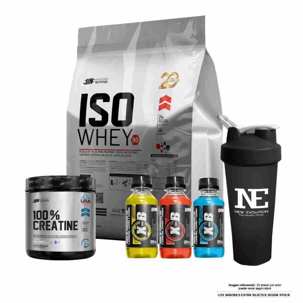 COMBO UNIVERSE NUTRITION - ISO WHEY 90 5 KG. VAINILLA + 100% CREATINE 500 GR. + SHAKER - 1