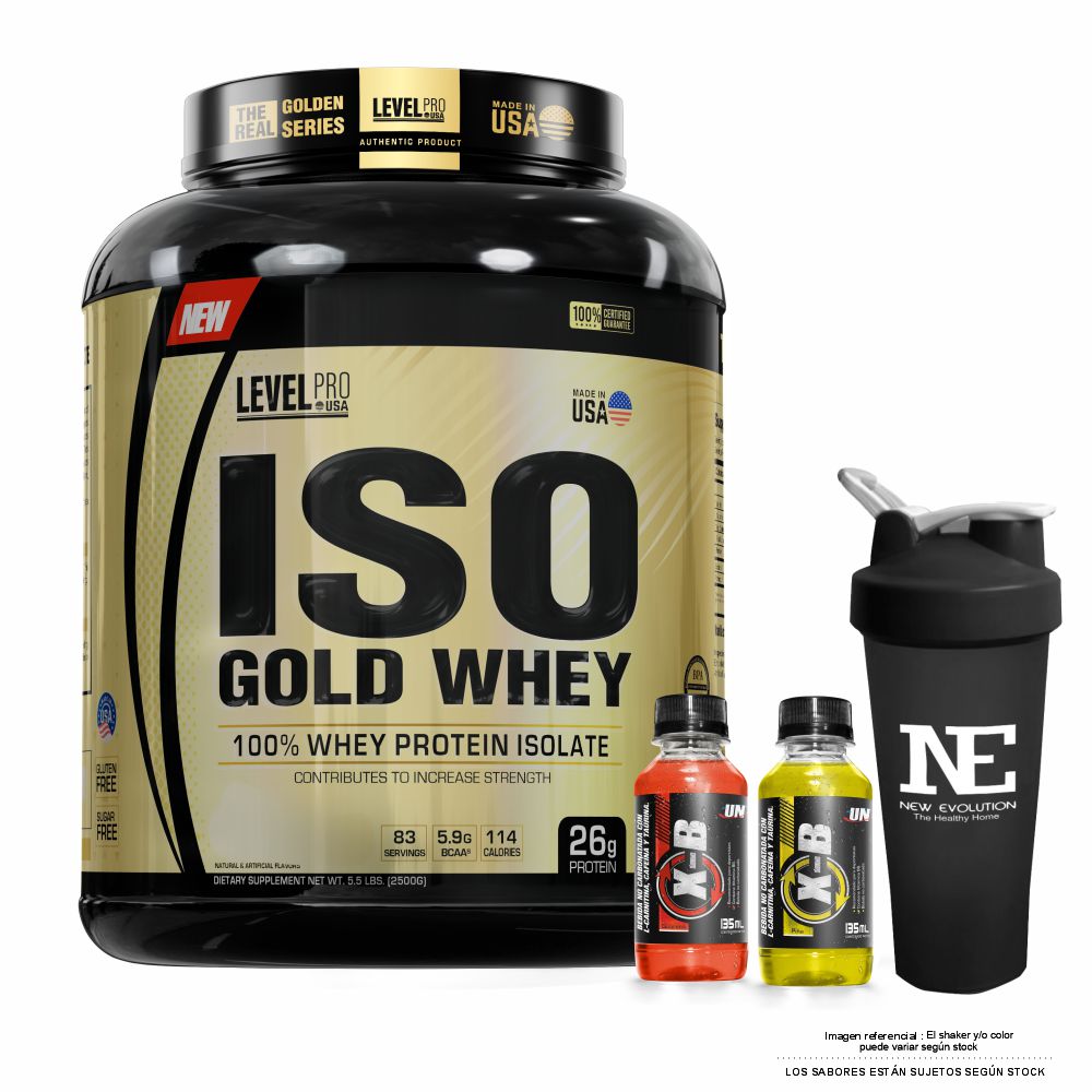 LEVEL PRO ISO GOLD WHEY 5.5 LIBRAS VANILLA CREME + SHAKER - 1