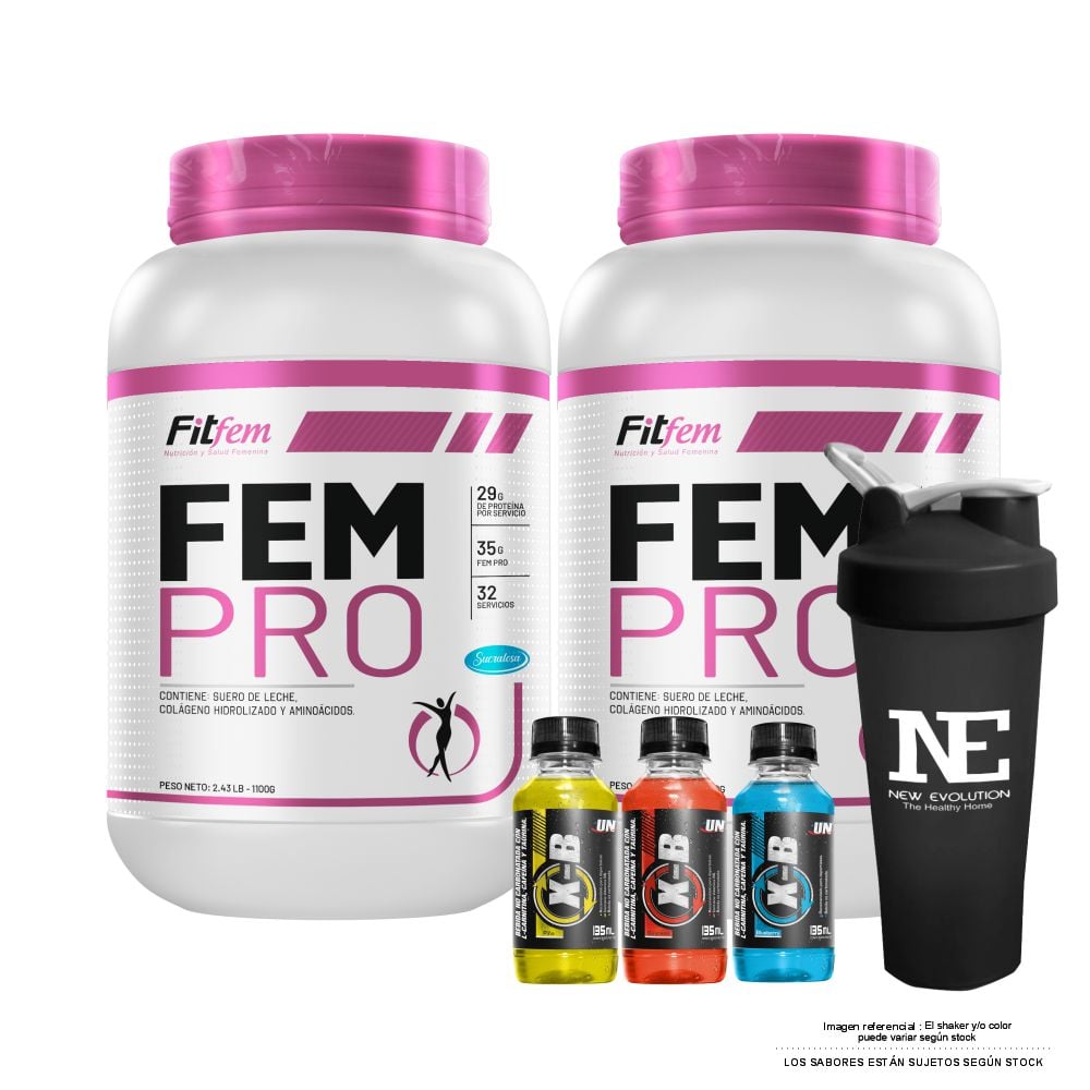 COMBO FITFEM - 2 FEM PRO 1.100 KG. VAINILLA + SHAKER - 1