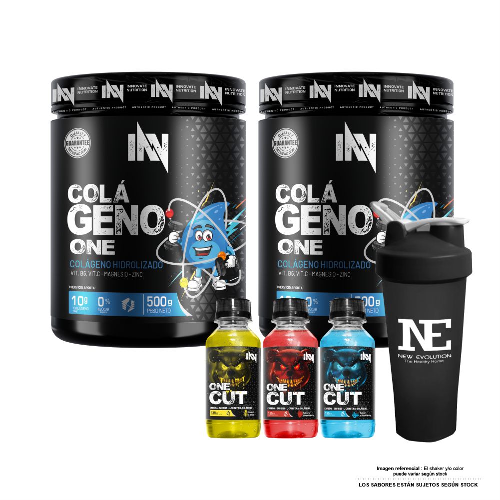 COMBO INNOVATE NUTRITION - 2 COLÁGENO ONE 500 GR. SANDÍA + SHAKER - 1