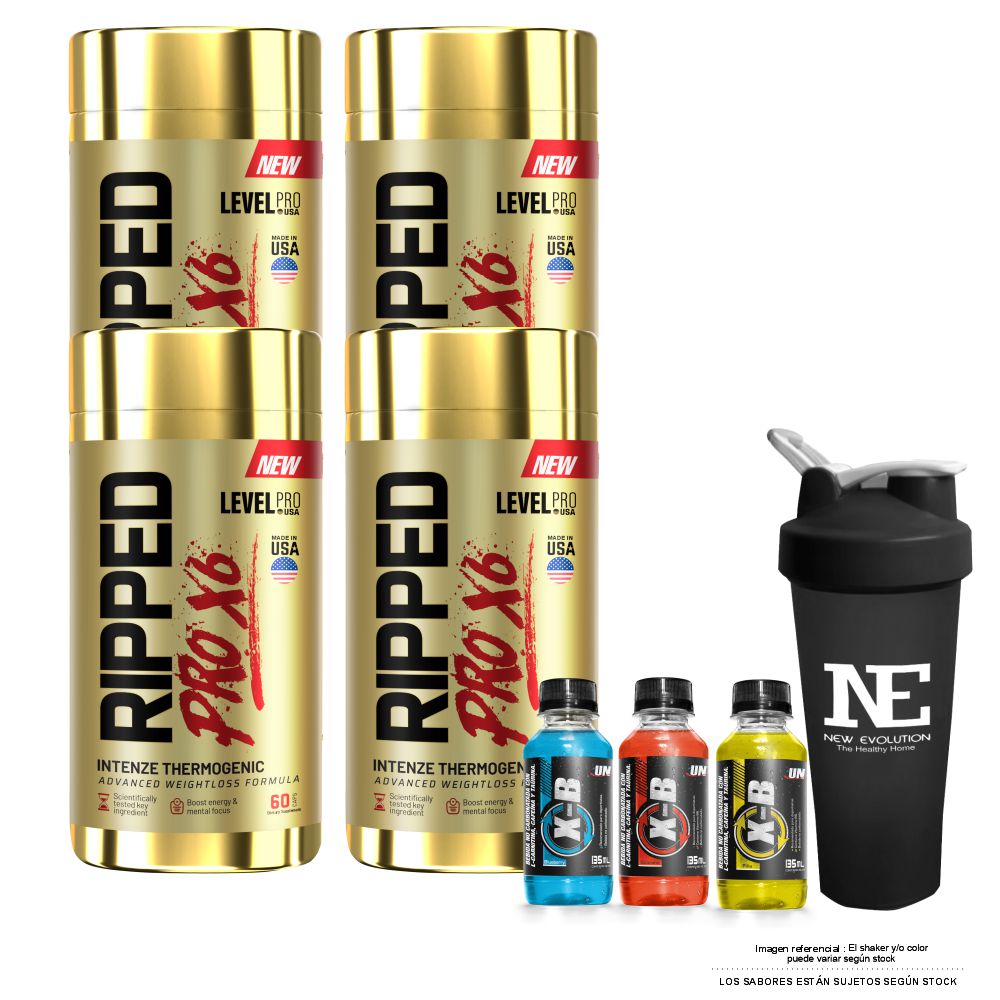 COMBO LEVEL PRO - 4 RIPPED PRO X6 60 CAPS. + SHAKER - 1
