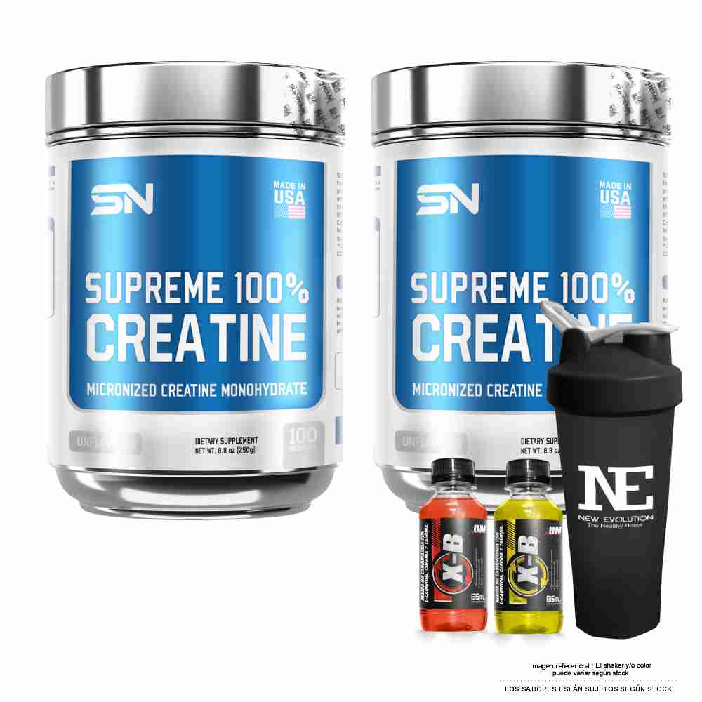 COMBO SUPREME NUTRITION - 2 SUPREME 100% CREATINE 250 GR. + SHAKER - 1
