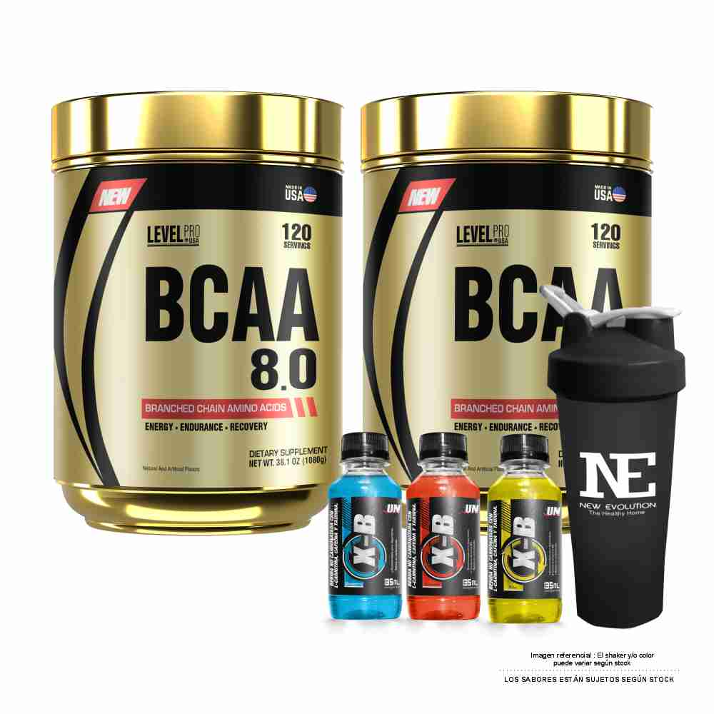 COMBO LEVEL PRO - 2 BCAA 8.0 1080GR. CITRUS PUNCH + SHAKER - 1