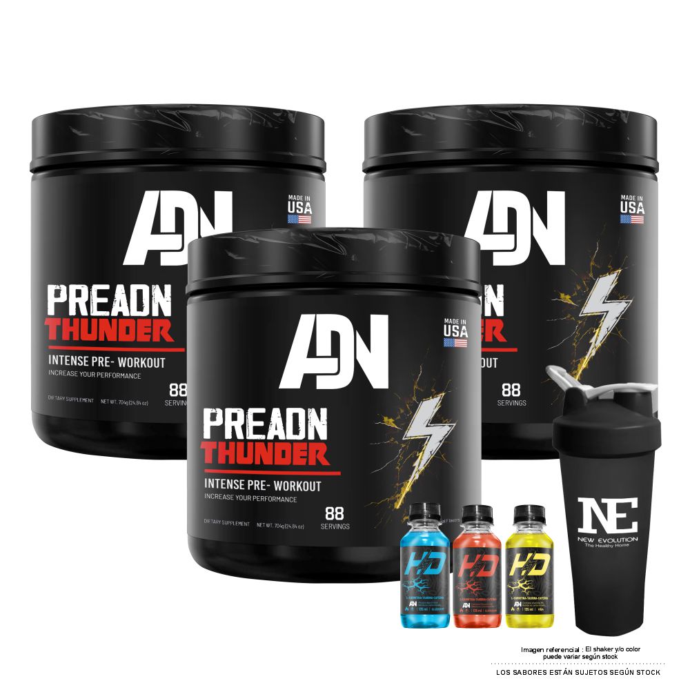 COMBO ADN NUTRITION - 3 PREADN THUNDER 700 GR. UVA + SHAKER - 1