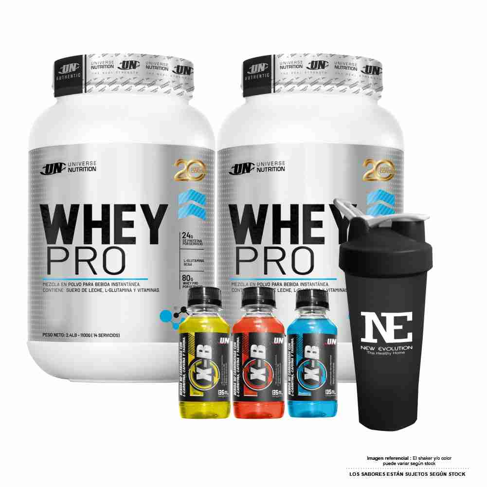 COMBO UNIVERSE NUTRITION - 2 WHEY PRO 1.100 KG. COOKIE + SHAKER - 1