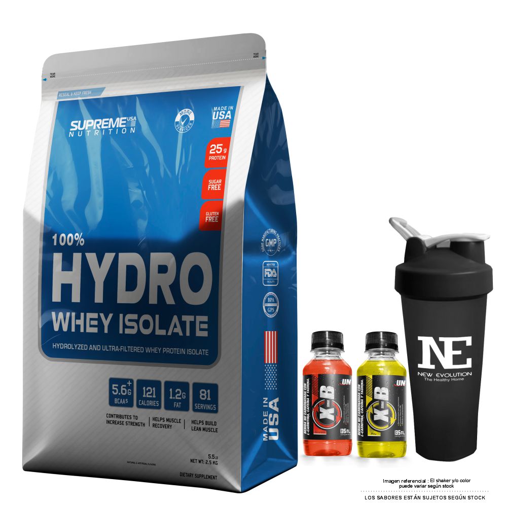 SUPREME NUTRITION 100% HYDRO WHEY ISOLATE 5.5 LIBRAS CHOCOLATE MILK SHAKE + SHAKER - 1