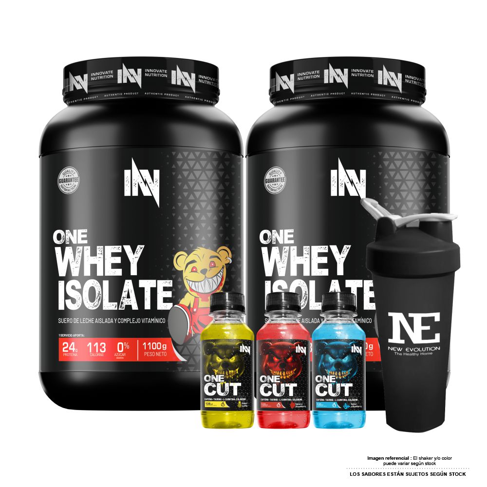 COMBO INNOVATE NUTRITION - 2 ONE WHEY ISOLATE 1.100 KG. VAINILLA + SHAKER - 1