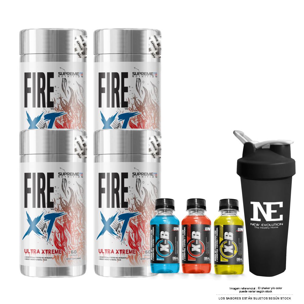 COMBO SUPREME NUTRITION - 4 FIRE XT 60 CAPS. + SHAKER - 1