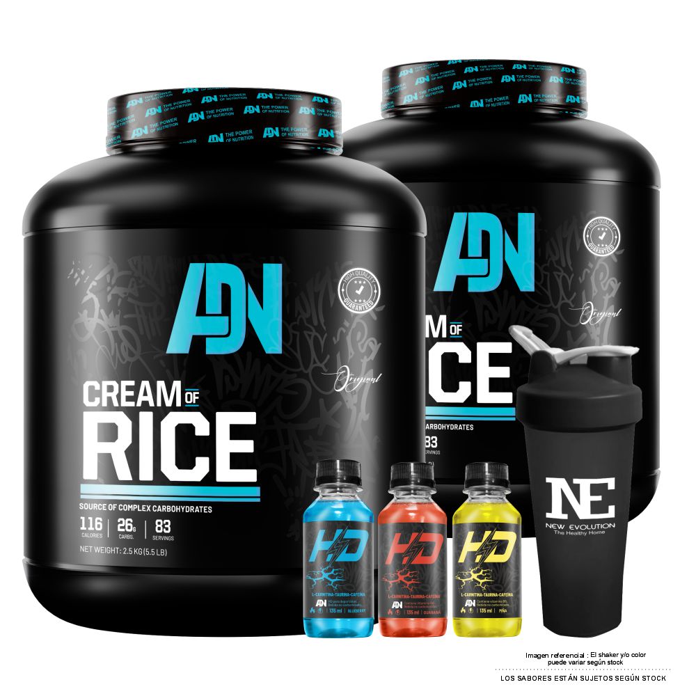 COMBO ADN NUTRITION - 2 CREAM OF RICE 2.5 KG. COOKIE + SHAKER - 1