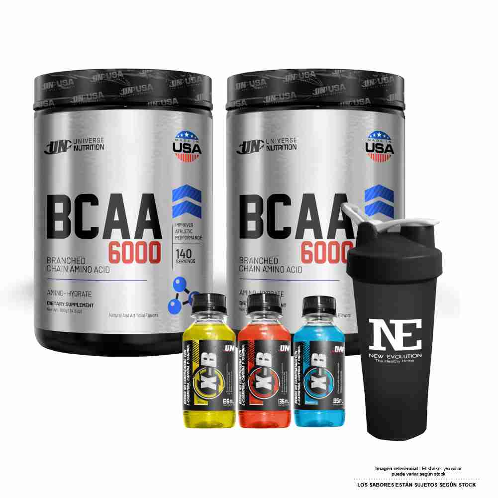 COMBO UNIVERSE NUTRITION - 2 BCAA 6000 490 GR. FRUIT PUNCH + SHAKER - 1