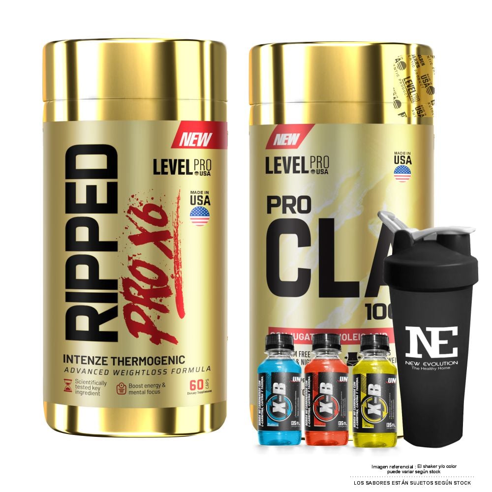 COMBO LEVEL PRO - PRO CLA 1000 60 CAPS. + RIPPED PRO X6 60 CAPS. + SHAKER - 1