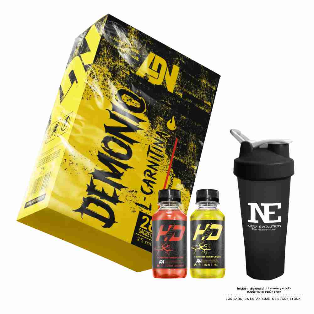 ADN NUTRITION DEMONIO CAJA 28 UNID. MARACUYÁ + SHAKER - 1