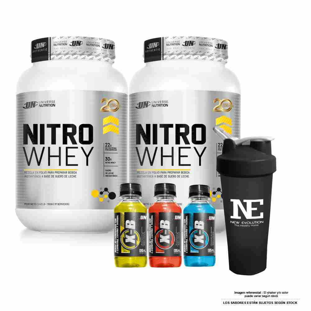 COMBO UNIVERSE NUTRITION - 2 NITRO WHEY 1.100 KG. COOKIE + SHAKER - 1