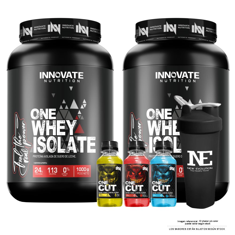 COMBO INNOVATE NUTRITION - 2 ONE WHEY ISOLATE 1 KG. CHOCOLATE + SHAKER - 1