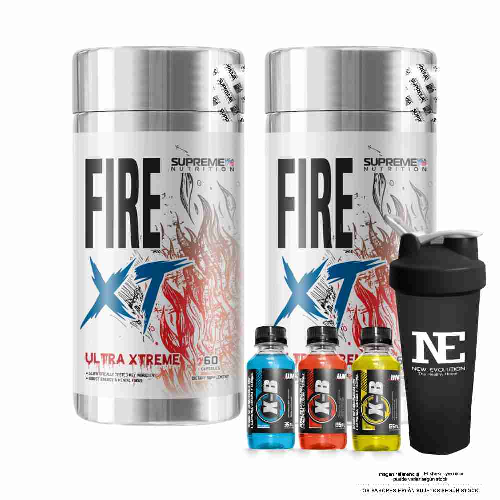 COMBO SUPREME NUTRITION - 2 FIRE XT 60 CAPS. + SHAKER - 1