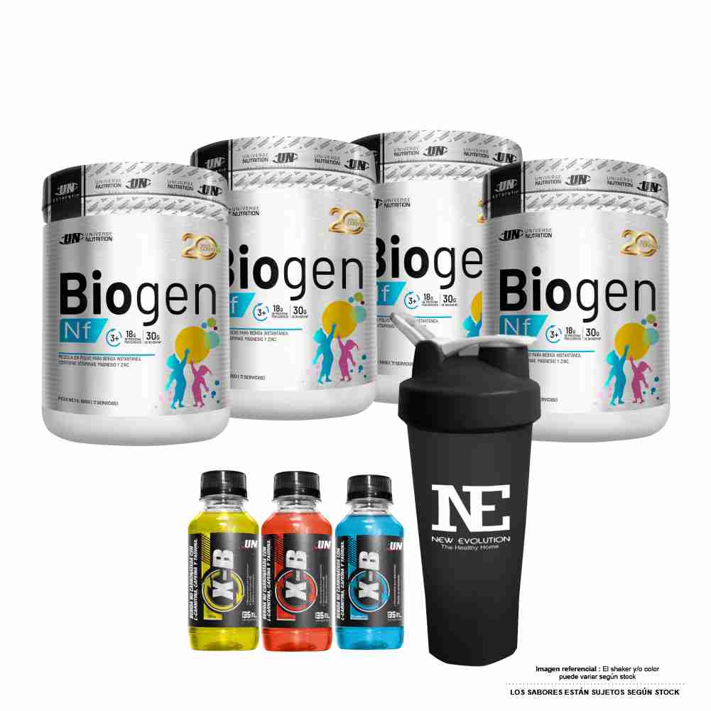 COMBO UNIVERSE NUTRITION - 4 BIOGEN NF 500 GR. VAINILLA + SHAKER - 1