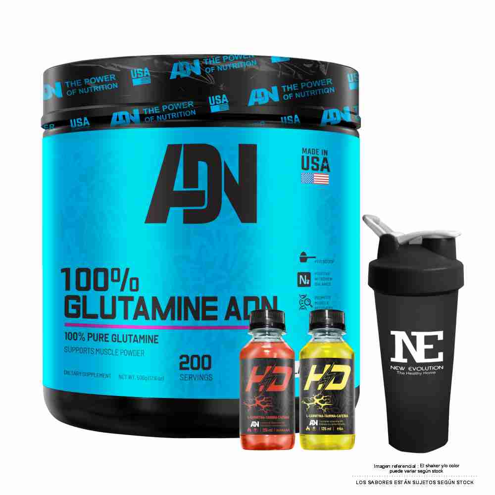 ADN NUTRITION 100% GLUTAMINE ADN 500 GR. NATURAL + SHAKER - 1