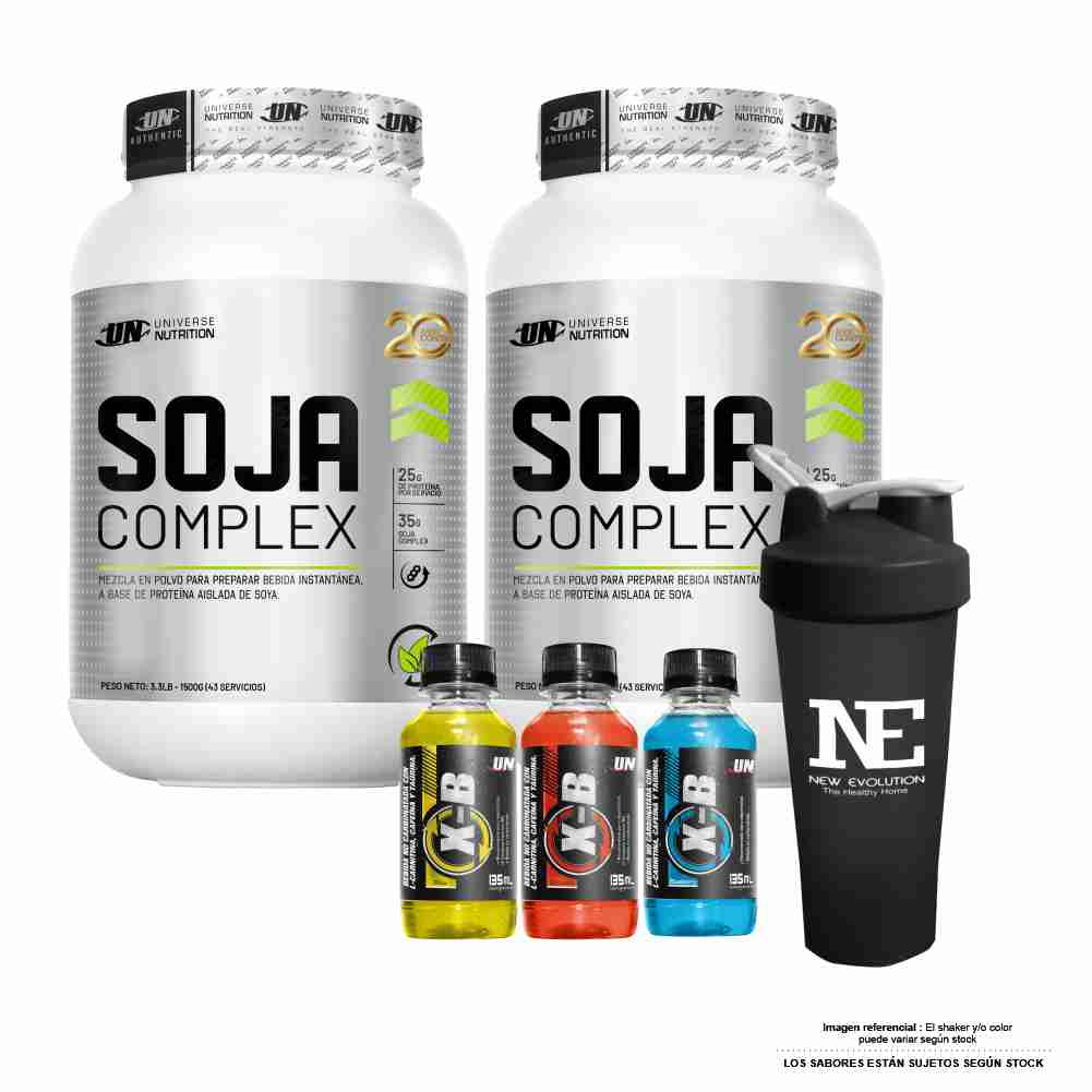 COMBO UNIVERSE NUTRITION - 2 SOJA COMPLEX 1.500 KG. COOKIE + SHAKER - 1