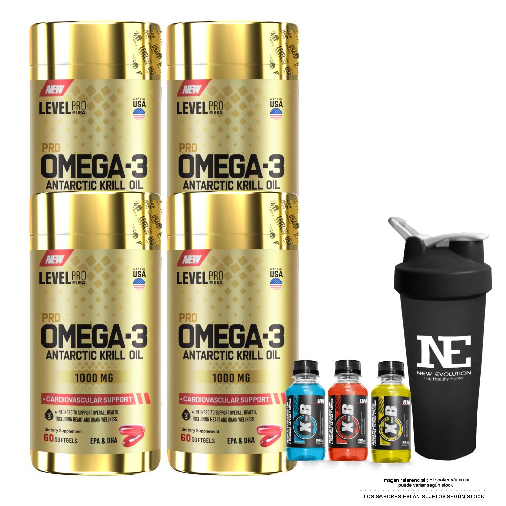 COMBO LEVEL PRO - 4 OMEGA-3 ANTARCTIC KRILL OIL + SHAKER - 1