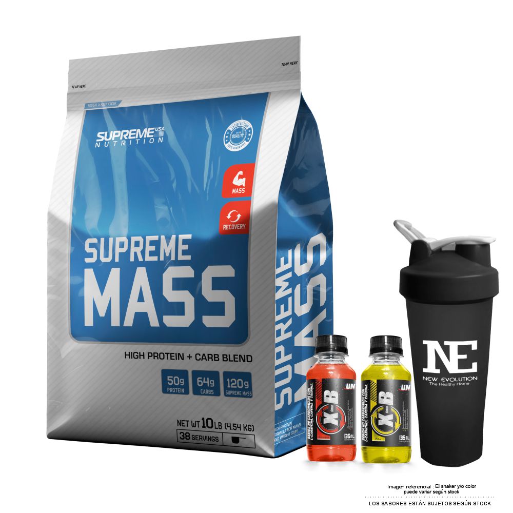 SUPREME NUTRITION SUPREME MASS 10 LIBRAS VAINILLA + SHAKER - 1
