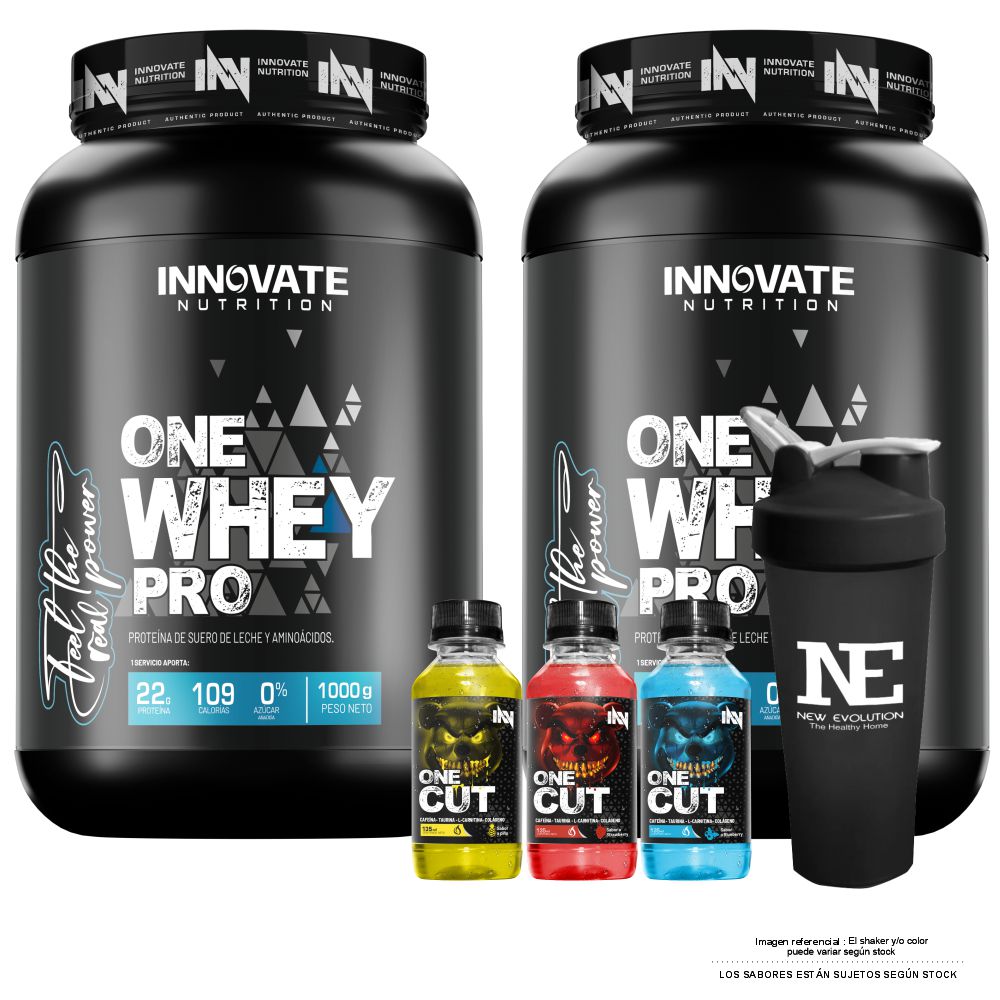 COMBO INNOVATE NUTRITION - 2 ONE WHEY PRO 1 KG. VAINILLA + SHAKER - 1