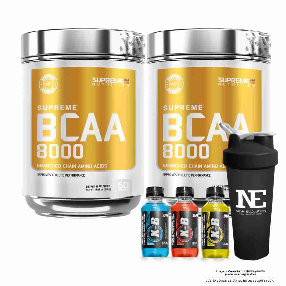 COMBO SUPREME NUTRITION - 2 SUPREME BCAA 8000 540 GR. PIÑA COLADA + SHAKER - 1