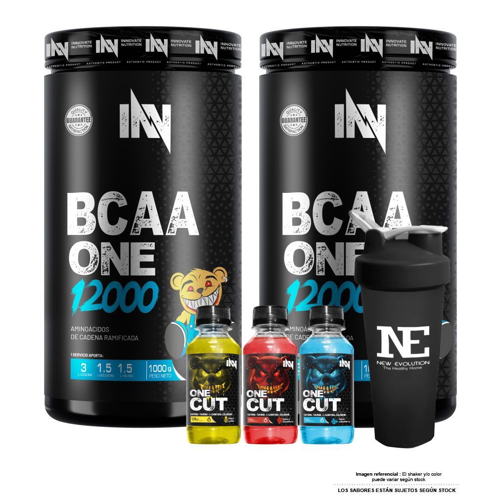 COMBO INNOVATE NUTRITION - 2 BCAA ONE 12000 1 KG. NARANJA + SHAKER - 1