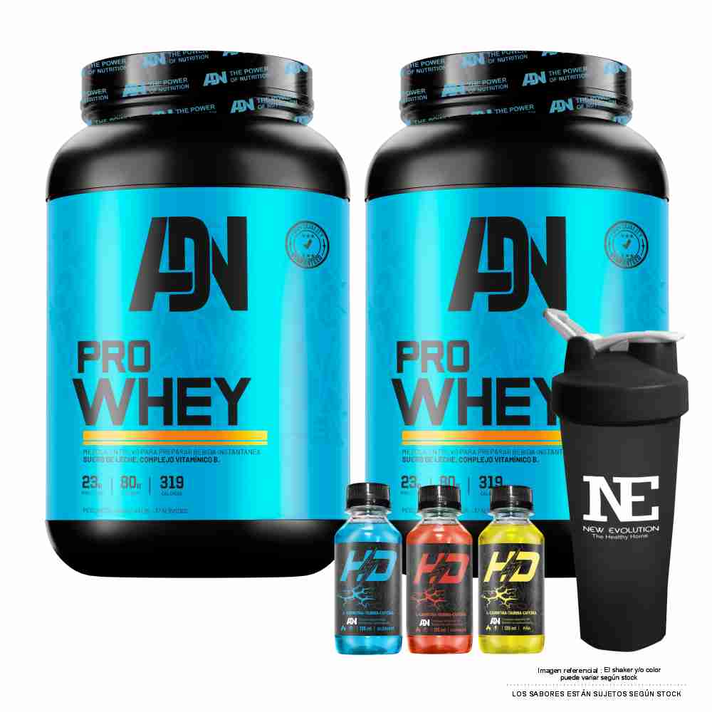 COMBO ADN NUTRITION - 2 PRO WHEY 1.100 KG. COOKIE + SHAKER - 1