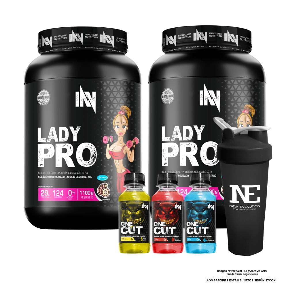 COMBO INNOVATE NUTRITION - 2 LADY PRO 1.100 KG. VAINILLA + SHAKER - 1