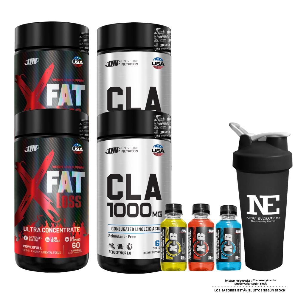COMBO UNIVERSE NUTRITION - 2 CLA 1000 MG. 60 CAPS. + 2 XFAT LOSS 60 CAPS. + SHAKER - 1