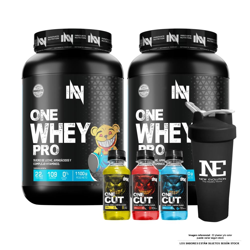 COMBO INNOVATE NUTRITION - 2 ONE WHEY PRO 1.100 KG. CHOCOLATE + SHAKER - 1