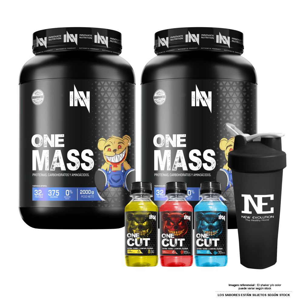 COMBO INNOVATE NUTRITION - 2 ONE MASS 2 KG. CHOCOLATE + SHAKER - 1