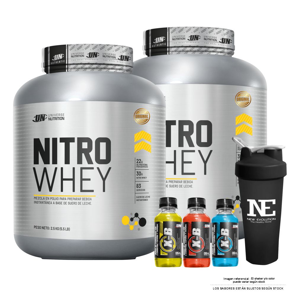 COMBO UNIVERSE NUTRITION - 2 NITRO WHEY 2.5 KG. COOKIE + SHAKER - 1
