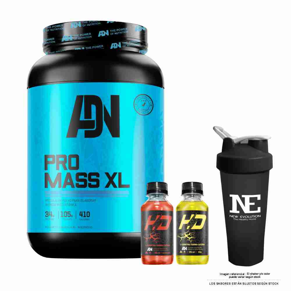 ADN NUTRITION PRO MASS XL 2 KG. CHOCOLATE + SHAKER - 1