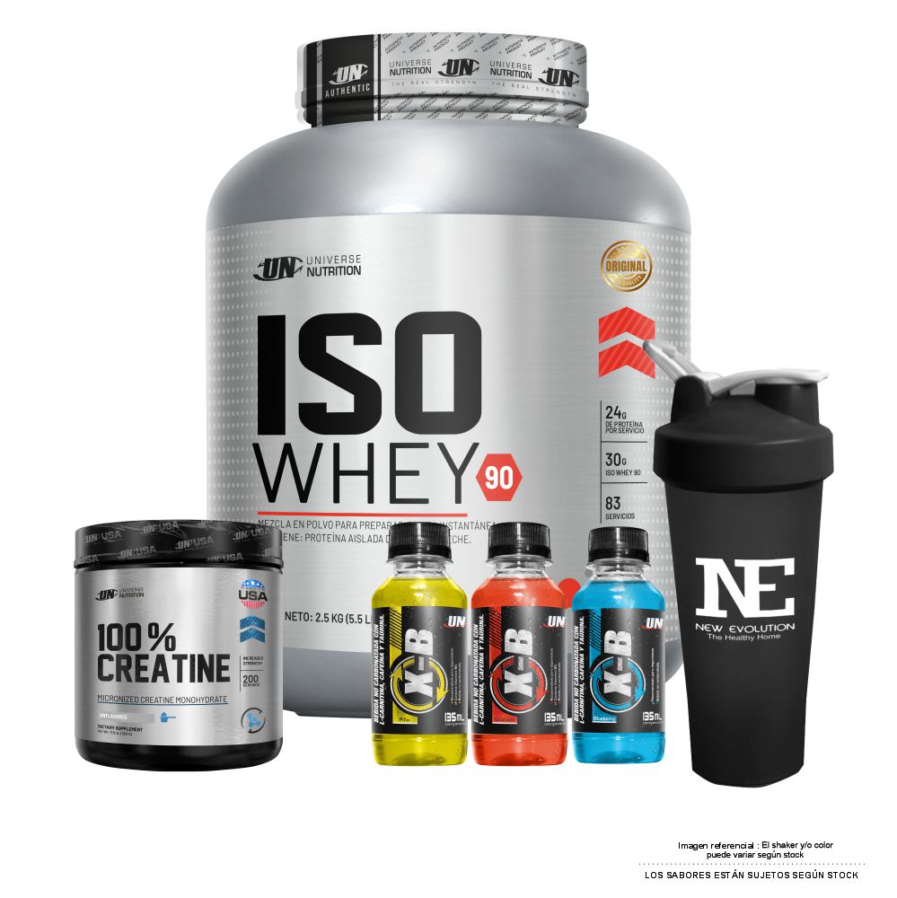 COMBO UNIVERSE NUTRITION - ISO WHEY 90 2.5 KG. COOKIE + 100% CREATINE 500 GR. + SHAKER - 1