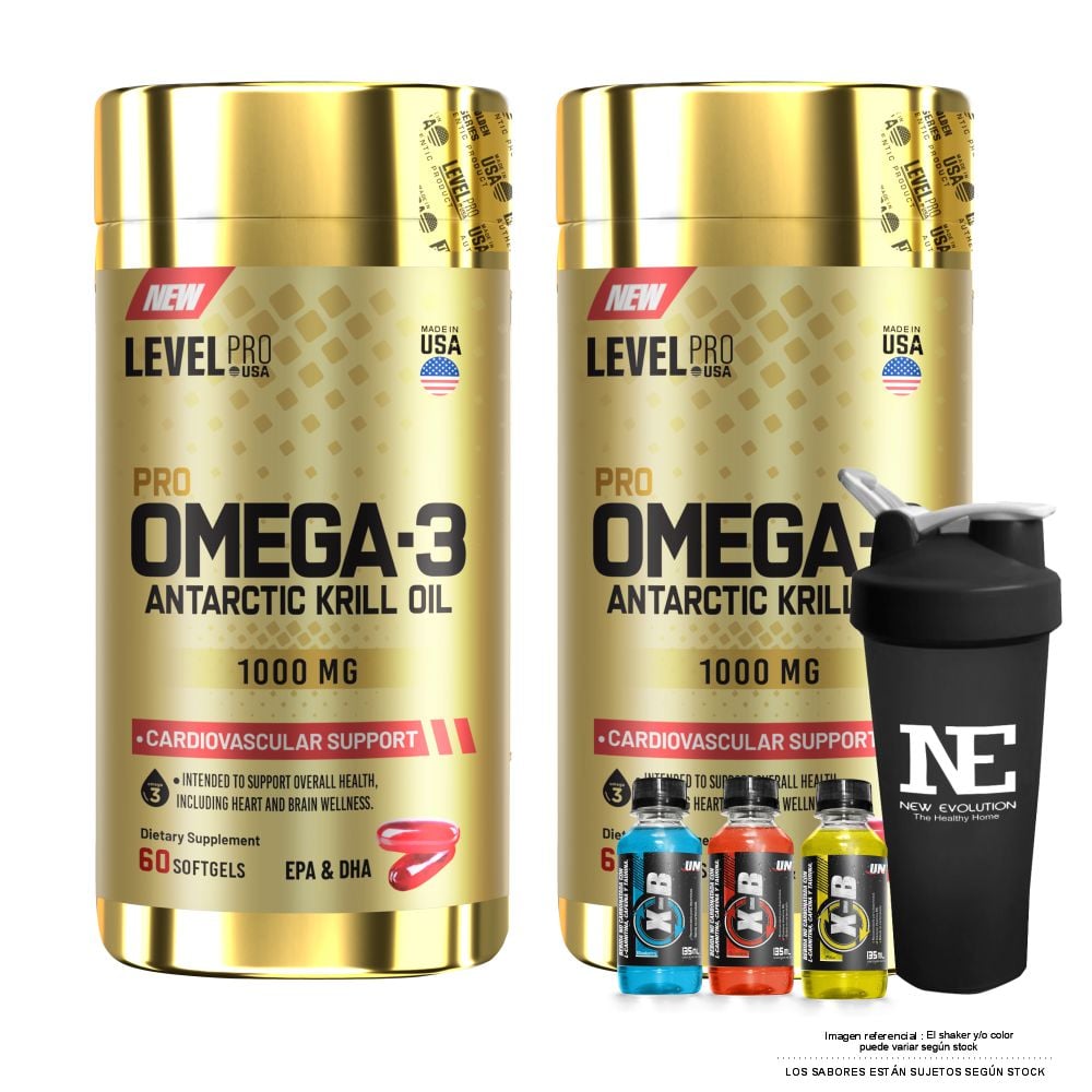 COMBO LEVEL PRO - 2 OMEGA-3 ANTARCTIC KRILL OIL + SHAKER - 1