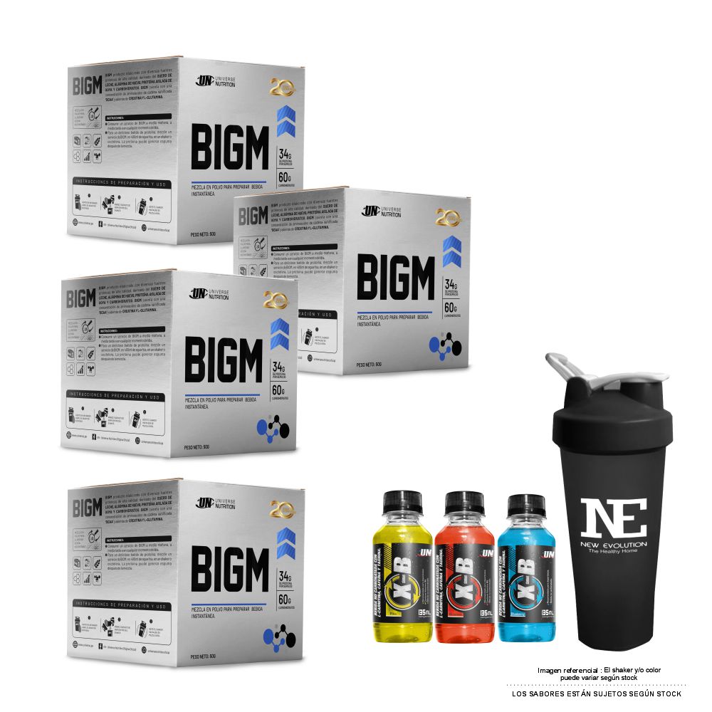 COMBO UNIVERSE NUTRITION - 4 BIGM CAJA 10 UNID. CHOCOLATE + SHAKER - 1