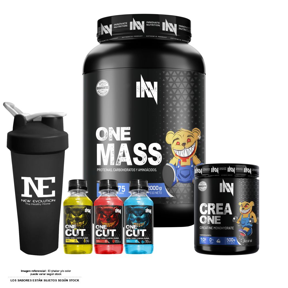 COMBO INNOVATE NUTRITION - ONE MASS 2 KG. VAINILLA + CREA ONE 500 GR. + SHAKER - 1