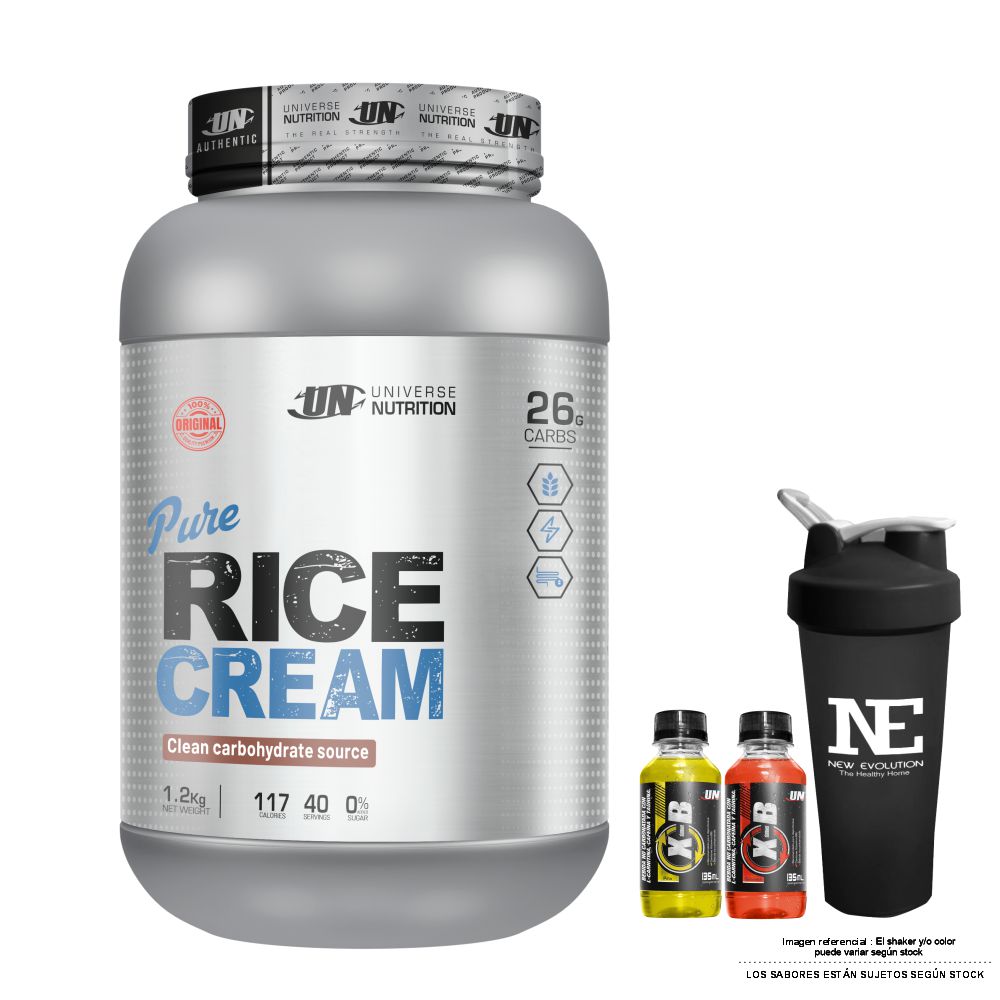 UNIVERSE NUTRITION PURE RICE CREAM 1.2 KG. COOKIE + SHAKER - 1